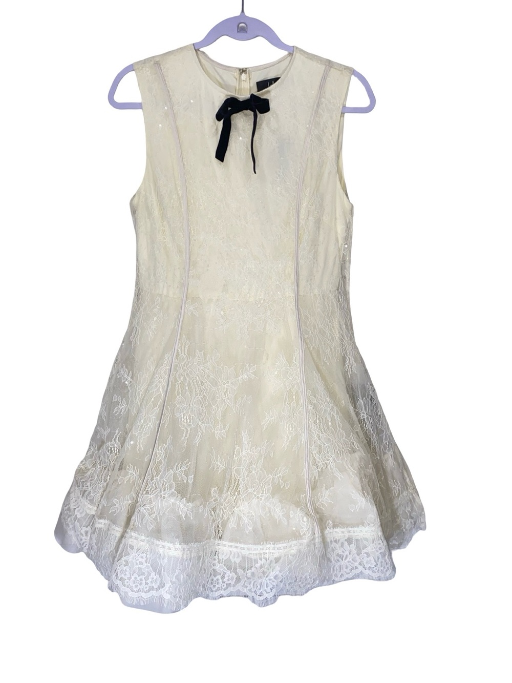 Lulus Charmaine Cream Lace Sleeveless Skater Mini Dress - Picture 7 of 14